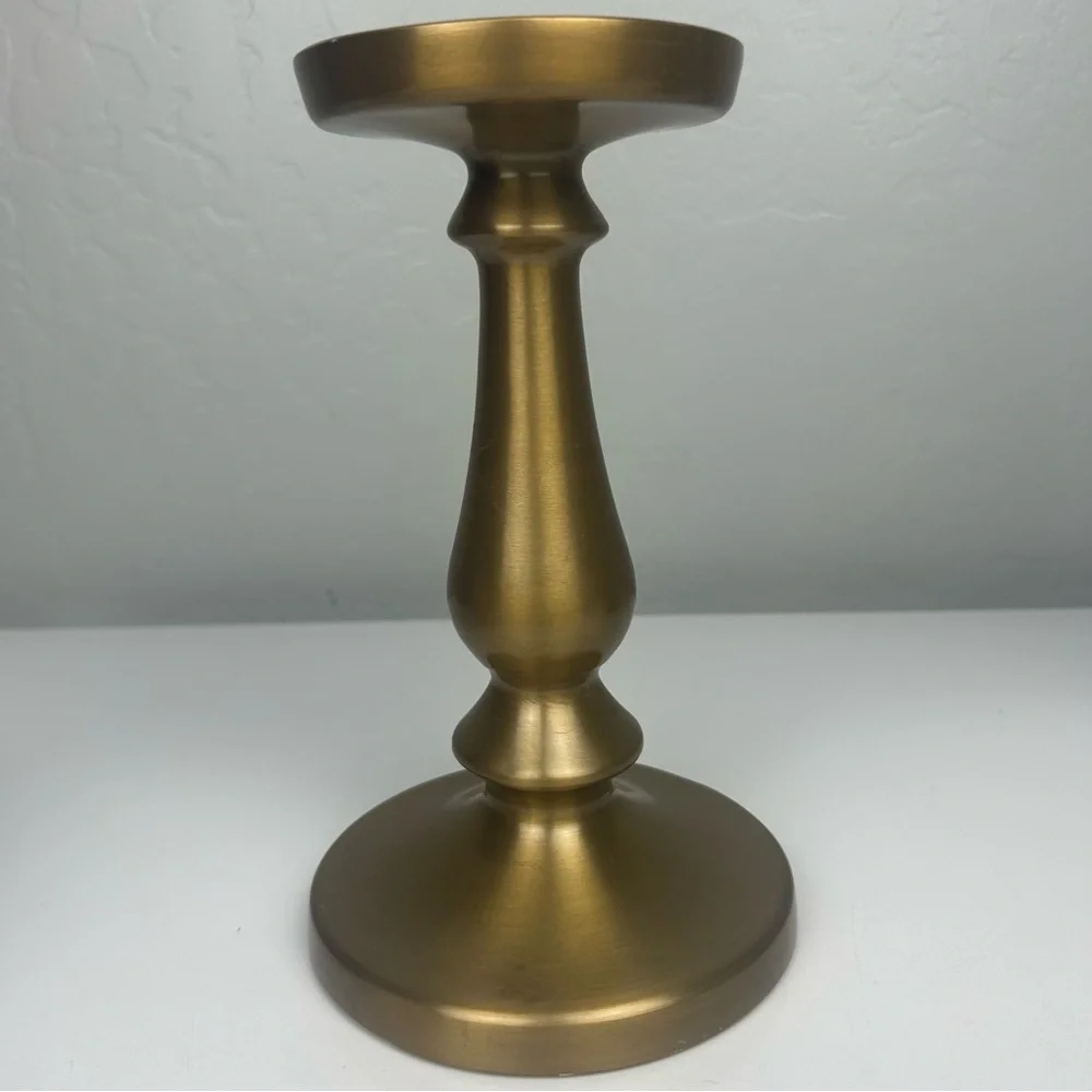 Ikea set of two gold pillar candle holders 8.5 inches